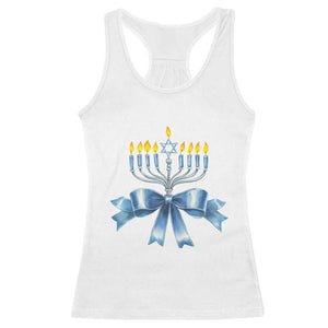 Hanukkah Menorah Jewish Coquette Bow Racerback Tank Top TS09 White Print Your Wear