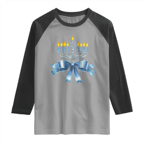 Hanukkah Menorah Jewish Coquette Bow Raglan Shirt TS09 Sport Gray Black Print Your Wear