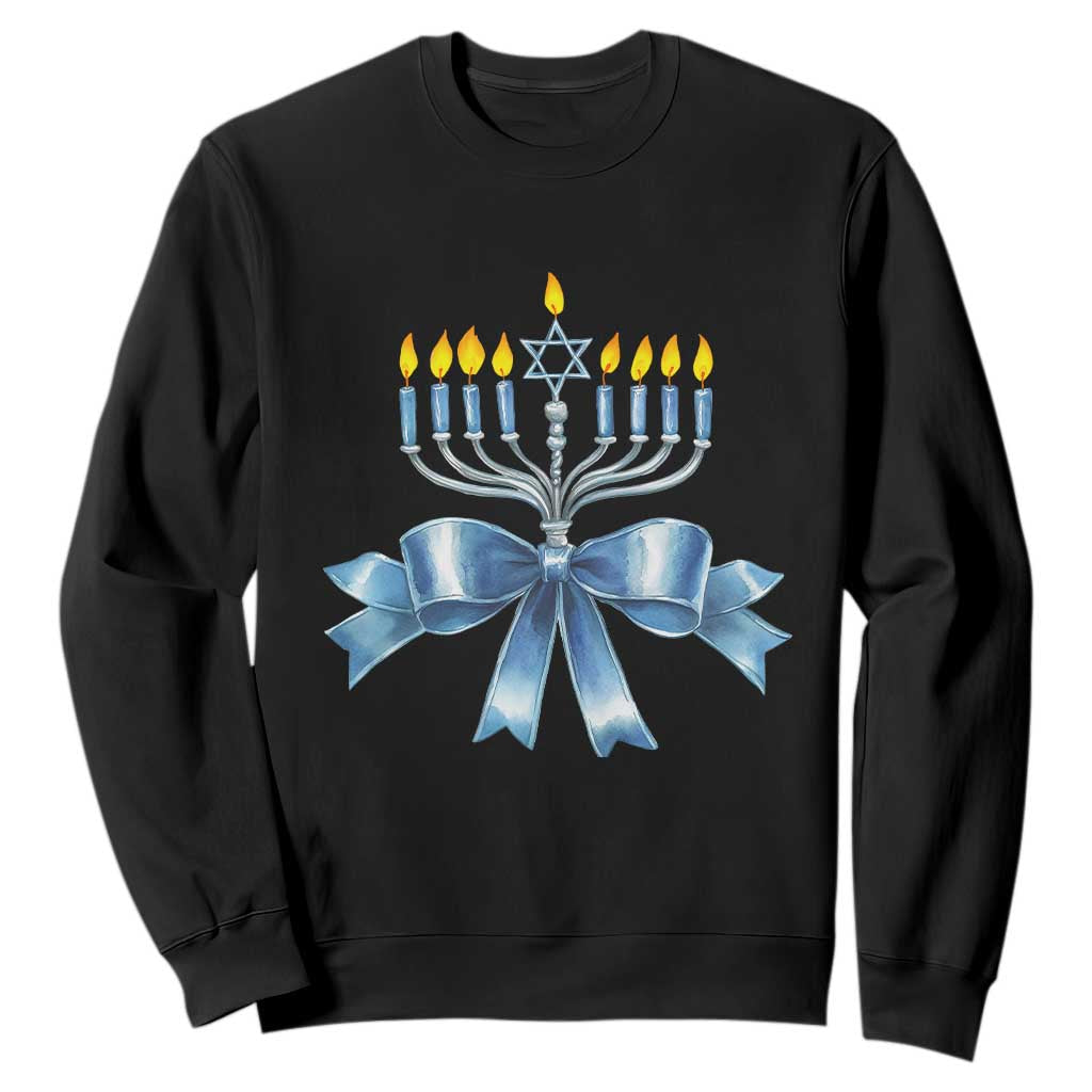 Hanukkah Menorah Jewish Coquette Bow Sweatshirt TS09 Black Print Your Wear