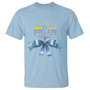 Hanukkah Menorah Jewish Coquette Bow T Shirt TS09 Light Blue Print Your Wear