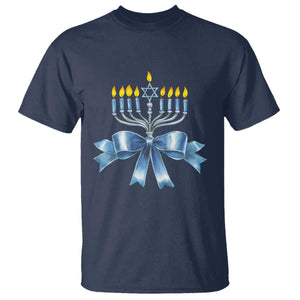 Hanukkah Menorah Jewish Coquette Bow T Shirt TS09 Navy Print Your Wear