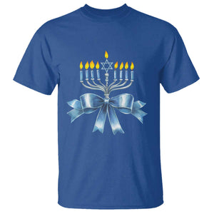 Hanukkah Menorah Jewish Coquette Bow T Shirt TS09 Royal Blue Print Your Wear