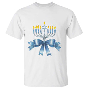 Hanukkah Menorah Jewish Coquette Bow T Shirt TS09 White Print Your Wear