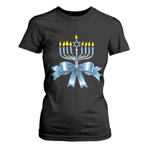 Hanukkah Menorah Jewish Coquette Bow T Shirt For Women TS09 Black Print Your Wear