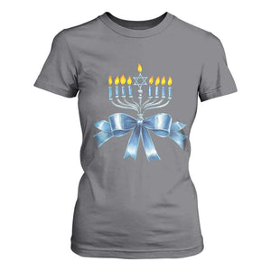 Hanukkah Menorah Jewish Coquette Bow T Shirt For Women TS09 Charcoal Print Your Wear