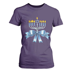 Hanukkah Menorah Jewish Coquette Bow T Shirt For Women TS09 Purple Print Your Wear