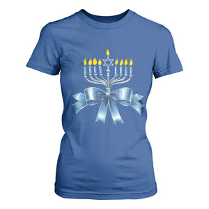 Hanukkah Menorah Jewish Coquette Bow T Shirt For Women TS09 Royal Blue Print Your Wear