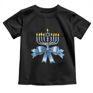 Hanukkah Menorah Jewish Coquette Bow Toddler T Shirt TS09 Black Print Your Wear