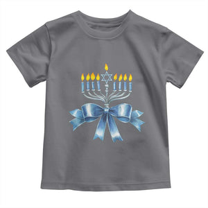 Hanukkah Menorah Jewish Coquette Bow Toddler T Shirt TS09 Charcoal Print Your Wear