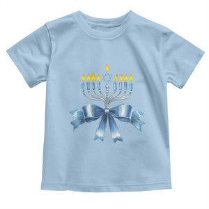 Hanukkah Menorah Jewish Coquette Bow Toddler T Shirt TS09 Light Blue Print Your Wear