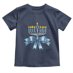 Hanukkah Menorah Jewish Coquette Bow Toddler T Shirt TS09 Navy Print Your Wear