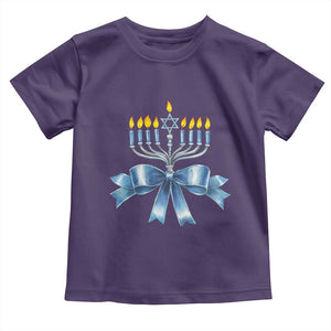 Hanukkah Menorah Jewish Coquette Bow Toddler T Shirt TS09 Purple Print Your Wear