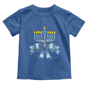 Hanukkah Menorah Jewish Coquette Bow Toddler T Shirt TS09 Royal Blue Print Your Wear