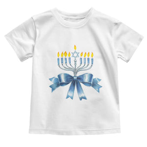 Hanukkah Menorah Jewish Coquette Bow Toddler T Shirt TS09 White Print Your Wear