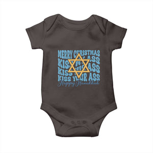 Funny Hanukkah Baby Onesie Kiss My Ass Kiss His Ass Kiss Your Ass TS09 Dark Chocolate Print Your Wear