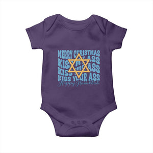 Funny Hanukkah Baby Onesie Kiss My Ass Kiss His Ass Kiss Your Ass TS09 Purple Print Your Wear