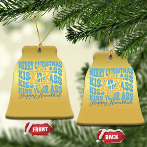 Funny Hanukkah Christmas Ornament Kiss My Ass Kiss His Ass Kiss Your Ass TS09 Bell Flake Gold Print Your Wear