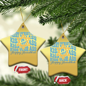 Funny Hanukkah Christmas Ornament Kiss My Ass Kiss His Ass Kiss Your Ass TS09 Star Gold Print Your Wear