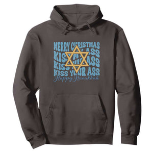 Funny Hanukkah Hoodie Kiss My Ass Kiss His Ass Kiss Your Ass TS09 Dark Chocolate Print Your Wear