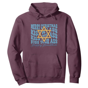 Funny Hanukkah Hoodie Kiss My Ass Kiss His Ass Kiss Your Ass TS09 Maroon Print Your Wear