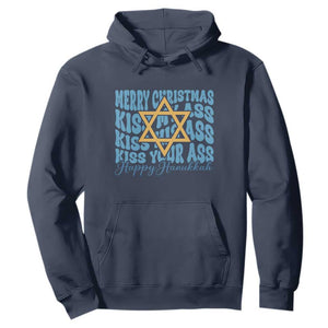 Funny Hanukkah Hoodie Kiss My Ass Kiss His Ass Kiss Your Ass TS09 Navy Print Your Wear