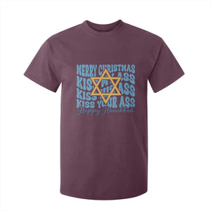 Funny Hanukkah T Shirt For Kid Kiss My Ass Kiss His Ass Kiss Your Ass TS09 Maroon Print Your Wear