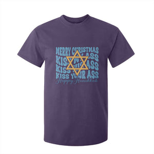 Funny Hanukkah T Shirt For Kid Kiss My Ass Kiss His Ass Kiss Your Ass TS09 Purple Print Your Wear