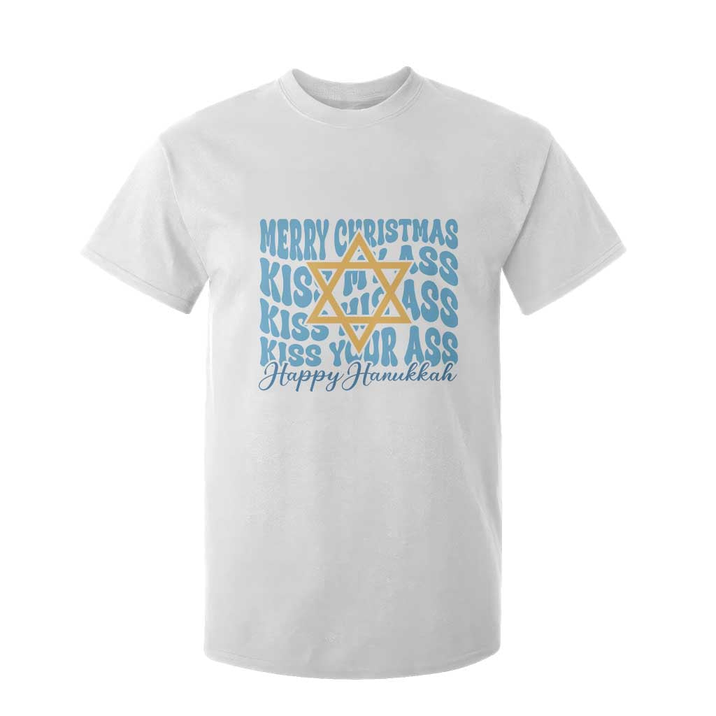 Funny Hanukkah T Shirt For Kid Kiss My Ass Kiss His Ass Kiss Your Ass TS09 White Print Your Wear