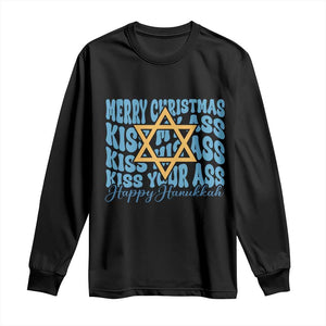 Funny Hanukkah Long Sleeve Shirt Kiss My Ass Kiss His Ass Kiss Your Ass TS09 Black Print Your Wear