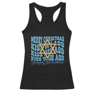 Funny Hanukkah Racerback Tank Top Kiss My Ass Kiss His Ass Kiss Your Ass TS09 Black Print Your Wear