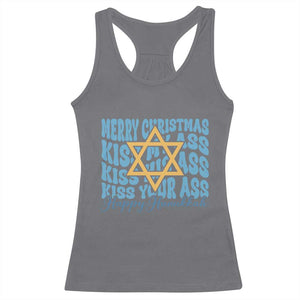 Funny Hanukkah Racerback Tank Top Kiss My Ass Kiss His Ass Kiss Your Ass TS09 Charcoal Print Your Wear