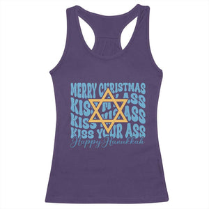 Funny Hanukkah Racerback Tank Top Kiss My Ass Kiss His Ass Kiss Your Ass TS09 Purple Print Your Wear