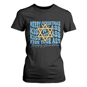 Funny Hanukkah T Shirt For Women Kiss My Ass Kiss His Ass Kiss Your Ass TS09 Black Print Your Wear