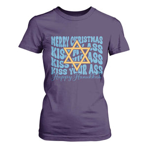 Funny Hanukkah T Shirt For Women Kiss My Ass Kiss His Ass Kiss Your Ass TS09 Purple Print Your Wear