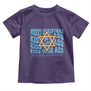 Funny Hanukkah Toddler T Shirt Kiss My Ass Kiss His Ass Kiss Your Ass TS09 Purple Print Your Wear