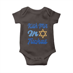 Funny Hanukkah Baby Onesie Kish Mir In Tuchas Jewish Yiddish Ashkenazi TS09 Dark Chocolate Print Your Wear