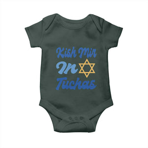 Funny Hanukkah Baby Onesie Kish Mir In Tuchas Jewish Yiddish Ashkenazi TS09 Dark Forest Green Print Your Wear