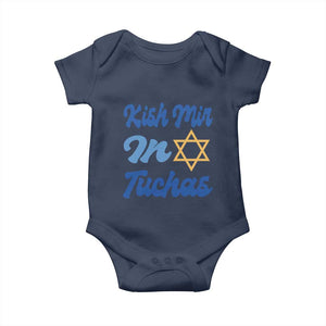 Funny Hanukkah Baby Onesie Kish Mir In Tuchas Jewish Yiddish Ashkenazi TS09 Navy Print Your Wear