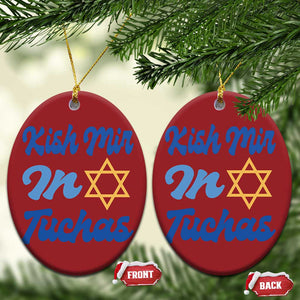 Funny Hanukkah Christmas Ornament Kish Mir In Tuchas Jewish Yiddish Ashkenazi TS09 Oval Red Print Your Wear