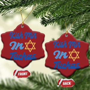 Funny Hanukkah Christmas Ornament Kish Mir In Tuchas Jewish Yiddish Ashkenazi TS09 Snow Flake Red Print Your Wear