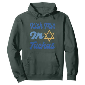 Funny Hanukkah Hoodie Kish Mir In Tuchas Jewish Yiddish Ashkenazi TS09 Dark Forest Green Print Your Wear