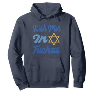 Funny Hanukkah Hoodie Kish Mir In Tuchas Jewish Yiddish Ashkenazi TS09 Navy Print Your Wear