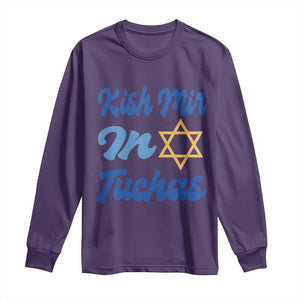 Funny Hanukkah Long Sleeve Shirt Kish Mir In Tuchas Jewish Yiddish Ashkenazi TS09 Purple Print Your Wear