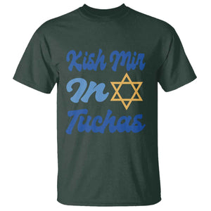 Funny Hanukkah T Shirt Kish Mir In Tuchas Jewish Yiddish Ashkenazi TS09 Dark Forest Green Print Your Wear