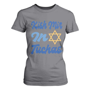 Funny Hanukkah T Shirt For Women Kish Mir In Tuchas Jewish Yiddish Ashkenazi TS09 Charcoal Print Your Wear