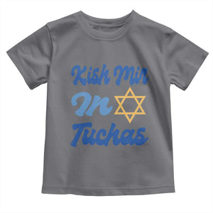 Funny Hanukkah Toddler T Shirt Kish Mir In Tuchas Jewish Yiddish Ashkenazi TS09 Charcoal Print Your Wear