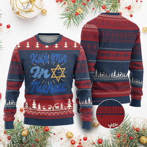 Funny Hanukkah Ugly Christmas Sweater Kish Mir In Tuchas Jewish Yiddish Ashkenazi TS09 Burgundy Print Your Wear