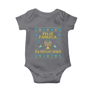 Funny Hanukkah Baby Onesie Feliz Januca Ladino Jewish Sephardic TS09 Charcoal Print Your Wear