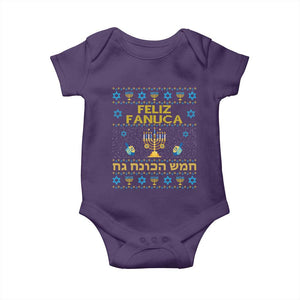 Funny Hanukkah Baby Onesie Feliz Januca Ladino Jewish Sephardic TS09 Purple Print Your Wear