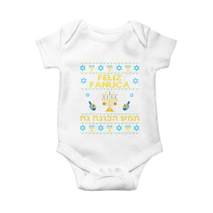 Funny Hanukkah Baby Onesie Feliz Januca Ladino Jewish Sephardic TS09 White Print Your Wear